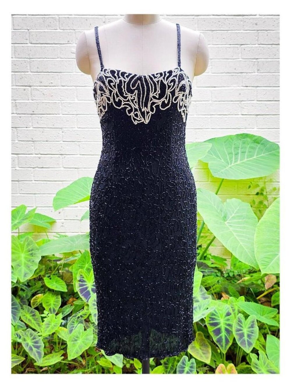 Vintage Judith Ann black beaded cocktail dress